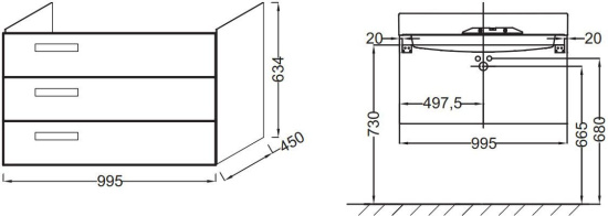 Мебель для ванной Jacob Delafon Rythmik 100 3 ящика квебекский дуб