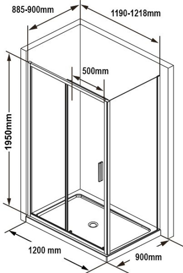 Душевой уголок Ravak BLSDP2 120x90, профиль черный