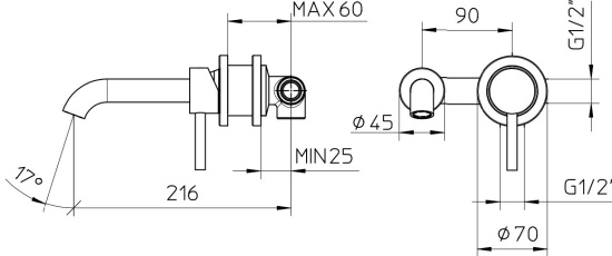 Смеситель для раковины Bossini OKI Z005302.030 с внутренней частью