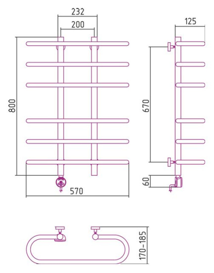 Полотенцесушитель электрический Сунержа Фурор 80x60 L