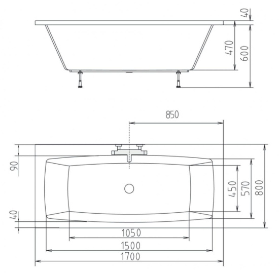 Акриловая ванна Alpen Kvadra 180х80 см
