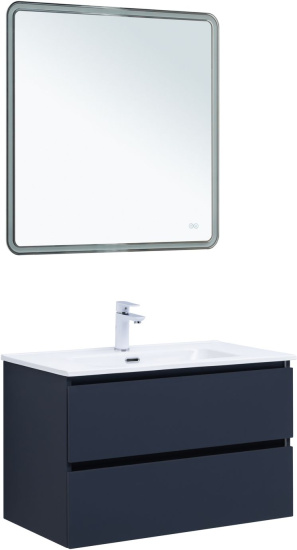 Тумба с раковиной Aquanet Вега 2.0 80 2 ящика, маренго, раковина Flat
