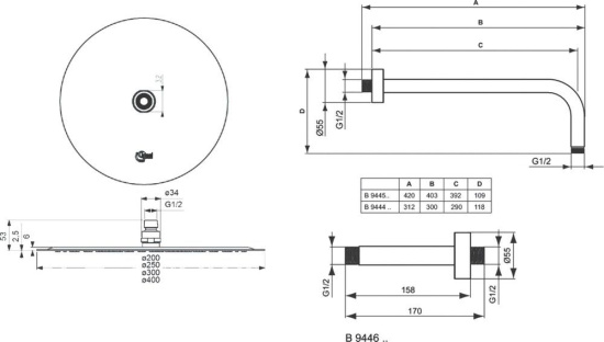 Душевая система Ideal Standard Ceraterm BD006XC с внутренней частью