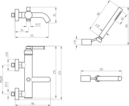Смеситель для ванны Migliore Ermitage Mini 30186 бронза