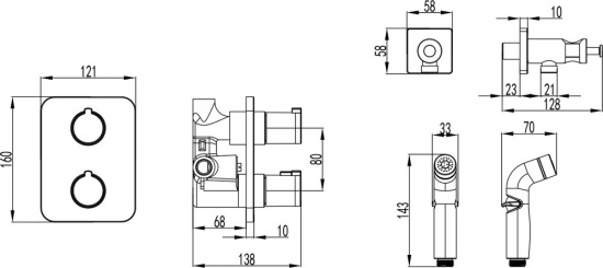Гигиенический душ Lemark Yeti LM7820C со смесителем, с внутренней частью