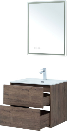 Мебель для ванной Aquanet Lino 60 дуб веллингтон, с раковиной Flat 60