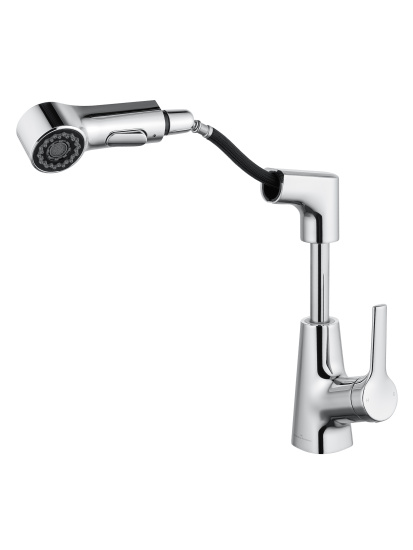 Смеситель для раковины Wonzon & Woghand WW-121B108-CR с выдвижным изливом