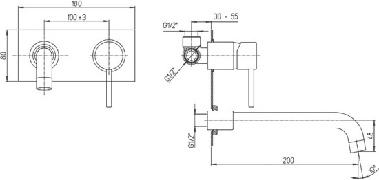 Смеситель для раковины Paini Nove 78PJ208P с внутренней частью, матовое золото