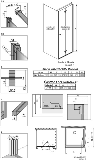 Душевой уголок Radaway Nes KDJ B 100x90 R