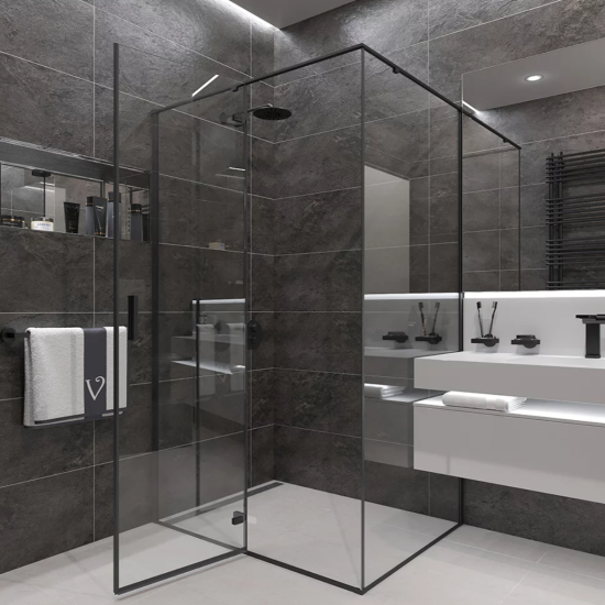 Душевой уголок Veconi Rovigo RV-073B 100x80, профиль черный