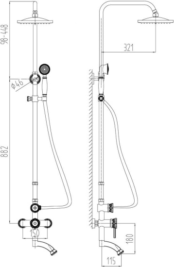 Душевая стойка Milacio Villena MC.103.BBR