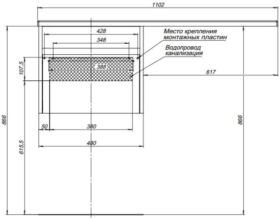 Тумба с раковиной Aquanet Токио 110 L белая подвесная, 1 ящик