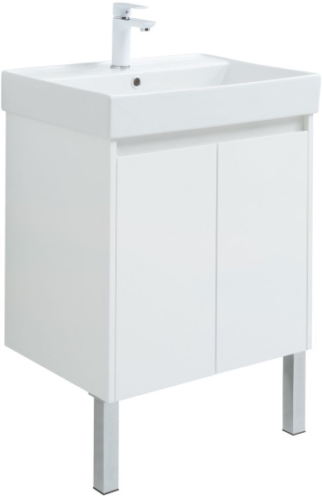 Тумба с раковиной Aquanet Nova Lite 60 белый глянец, с дверками