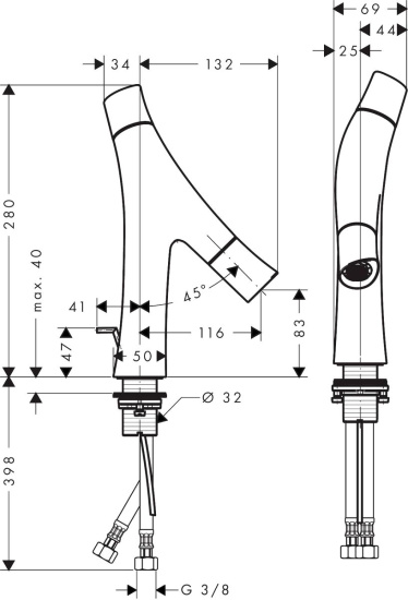 Смеситель для раковины Axor Starck Organic 12010950 шлифованная медь