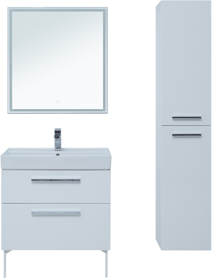 Тумба с раковиной Aquanet Nova 75 белый глянец