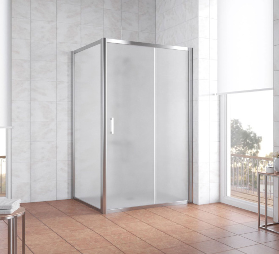 Душевой уголок Vegas Glass ZP+ZPV 120*100 08 10 профиль глянцевый хром, стекло сатин