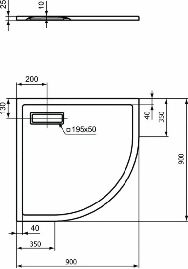Поддон для душа Ideal Standard Ultra Flat New 90x90 сегментный с сифоном