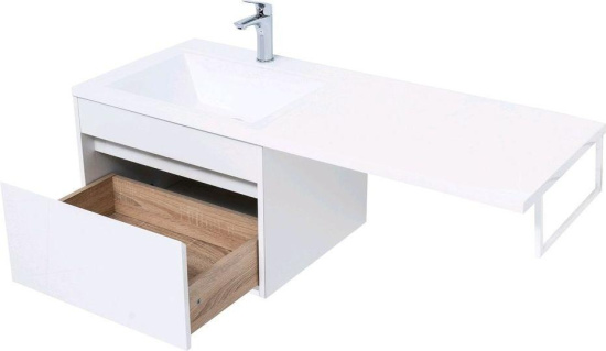 Тумба с раковиной Aquanet Токио 120 L белая подвесная, 1 ящик