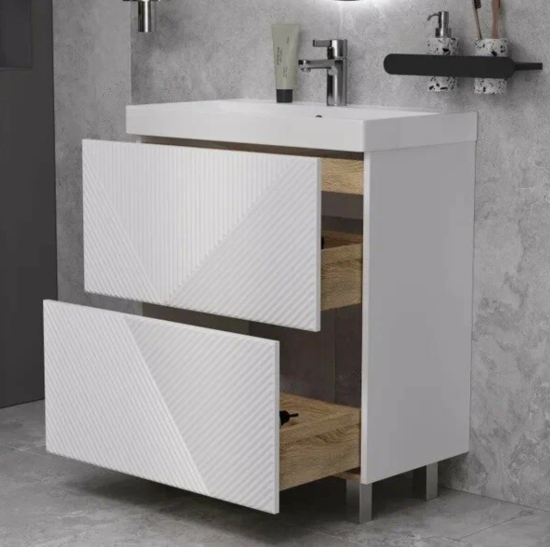 Тумба с раковиной Velvex Edge 60.2Y напольная, белая