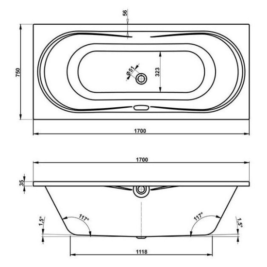 Акриловая ванна Vagnerplast Briana 170x75