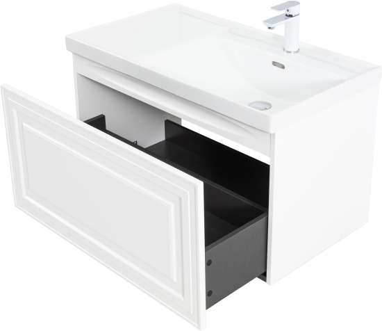 Тумба с раковиной Aquanet Агата 90 L 1 ящик, белый сатин