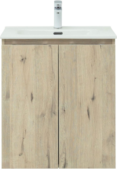 Тумба с раковиной Aquanet Алвита new 60 подвесная, дуб веллингтон белый, с дверками