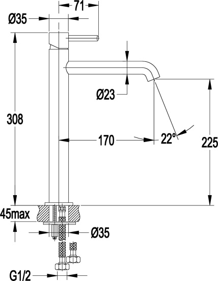 Смеситель для раковины Omnires Y 1212 хром