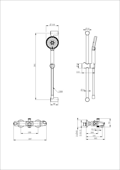 Смеситель для ванны Wonzon & Woghand WW-C2001-A-BG с термостатом