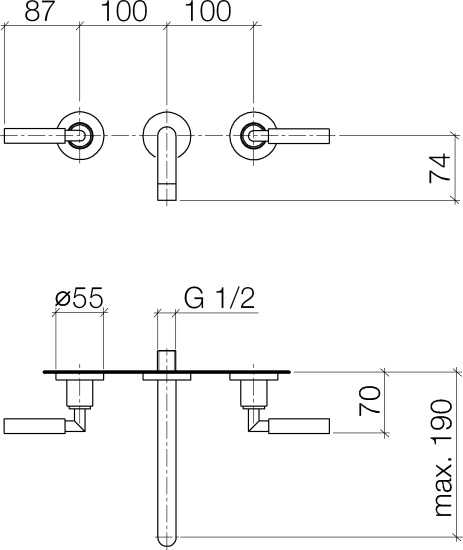 Смеситель для раковины Dorn Bracht Tara 36717882-28 с внутренней частью, сатинированная латунь