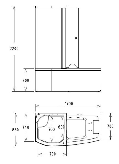 Акриловая ванна Gemy G8040 B L