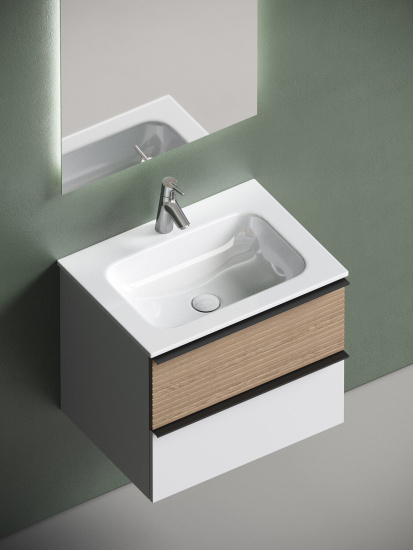 Тумба с раковиной Sancos Delta 60 дуб светлый/белый, DL60W