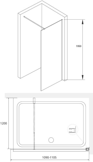 Душевая перегородка RGW WA-002 110x200, стекло прозрачное