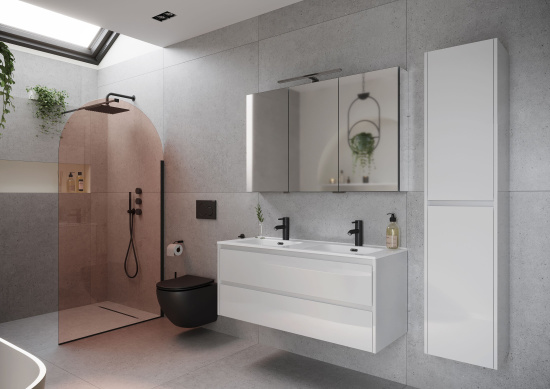 Тумба с раковиной Sancos Libra 120 двойная, белый глянец