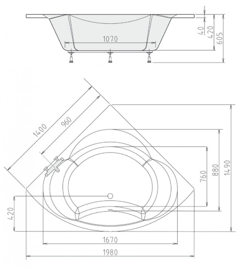 Акриловая ванна Alpen Alexandra 140х140 см