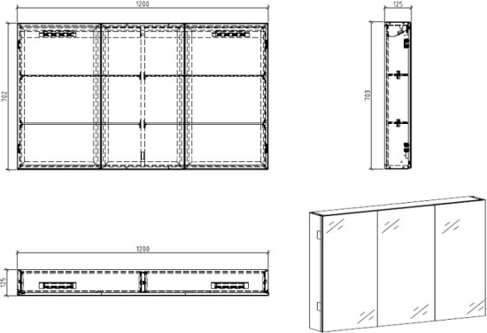 Зеркало-шкаф BelBagno SPC-3A-DL-BL-1200