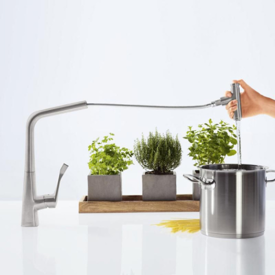 Смеситель для кухни Hansgrohe Metris Select M71 73803800 сталь