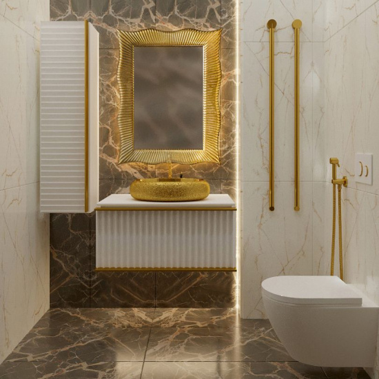 Тумба с раковиной Armadi Art Vallessi Avantgarde 80 белая, золото