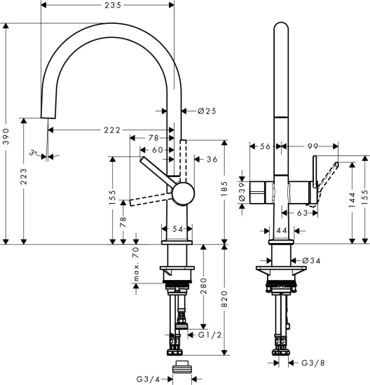 Смеситель для кухни Hansgrohe Talis M54 72805800 сталь