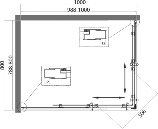 Душевой уголок BelBagno Uno 195 AH 2 100/80 P Cr стекло текстурное