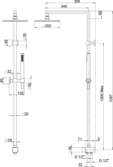 Душевая стойка Paini RS 50CR191ARQ4P3