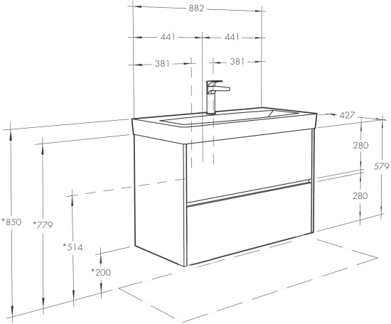 Тумба с раковиной Aquaton Сканди 90 дуб рустикальный