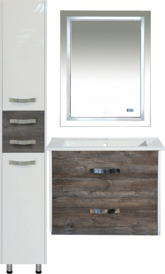 Мебель для ванной Misty Норд 65 подвесная, белая, сосна пасаден