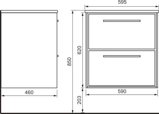 Мебель для ванной Raval Frame 60 со столешницей, белая, дуб сонома, подвесная