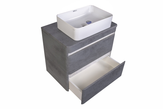 Тумба с раковиной Style Line Атлантика 70, Люкс бетон темный Plus со столешницей