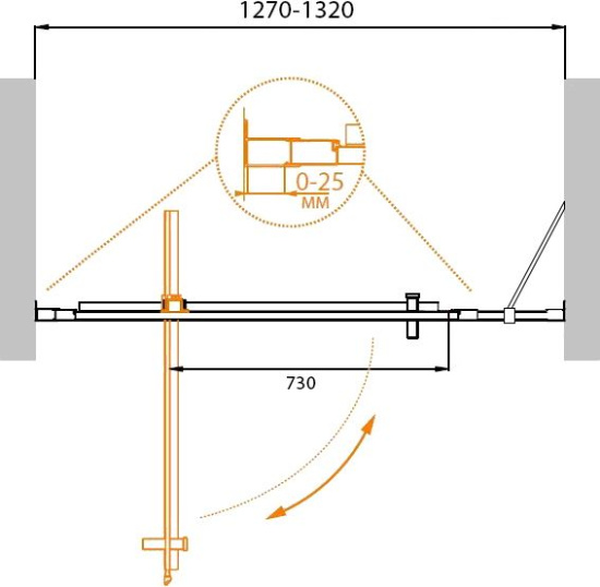 Душевая дверь в нишу Cezares Molveno-BA-11-100+30-C-Cr-IV
