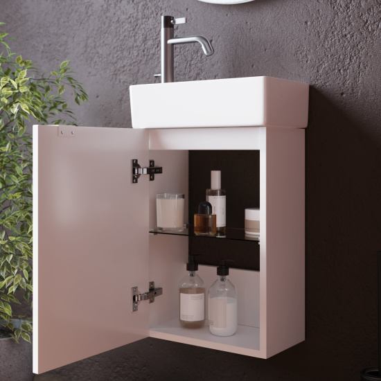 Тумба с раковиной Sancos Mini 36 L белый глянец, подвесная