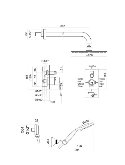 Душевая система Fiore Kevon Black Matt 81NN7557 черная