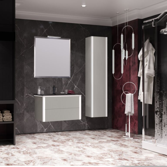 Тумба с раковиной Opadiris Рубинно 90 Лофт серая, подвесная