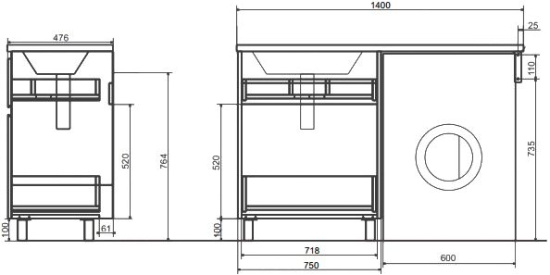 Мебель для ванной Эстет Dallas Luxe 140 напольная, 2 ящика