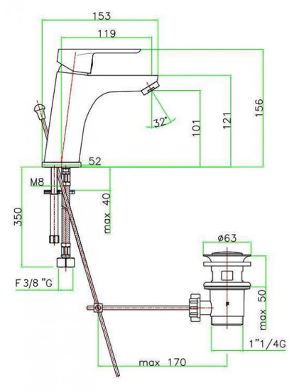 Смеситель для раковины Webert Sax SE833101015